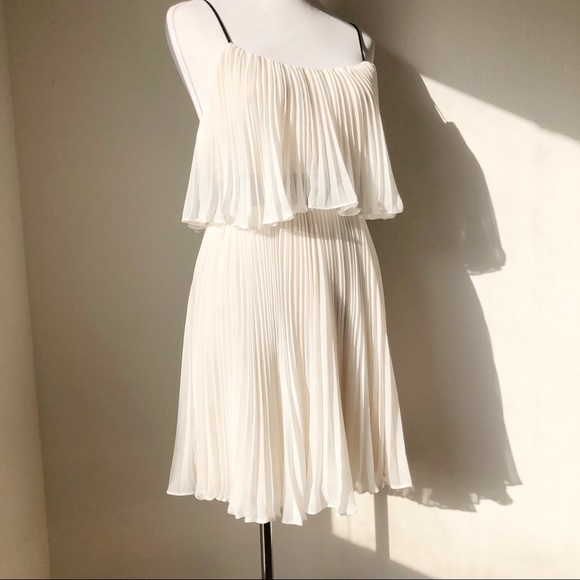 ABS Allen Schwartz Dresses & Skirts - ABS ALLEN SCHWARTZ PLEATED CHIFFON DRESS WHITE